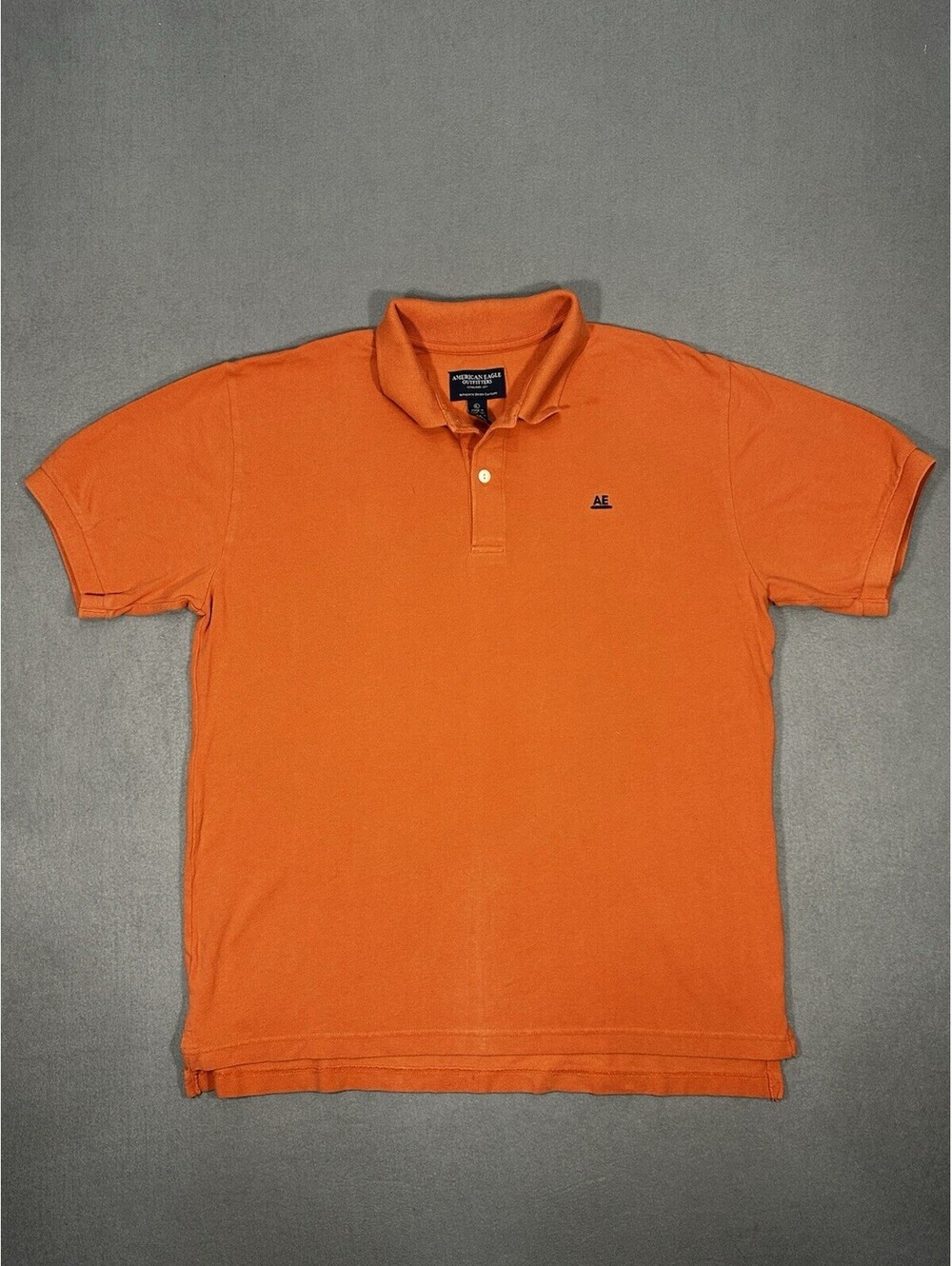 American Eagle Polo Shirt Mens Large Orange Short Sleeve AE Logo Cotton Casual